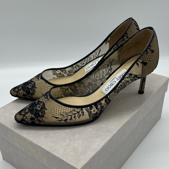 Authentic Jimmy Choo Romy 60 lace navy - Picture 4 of 11